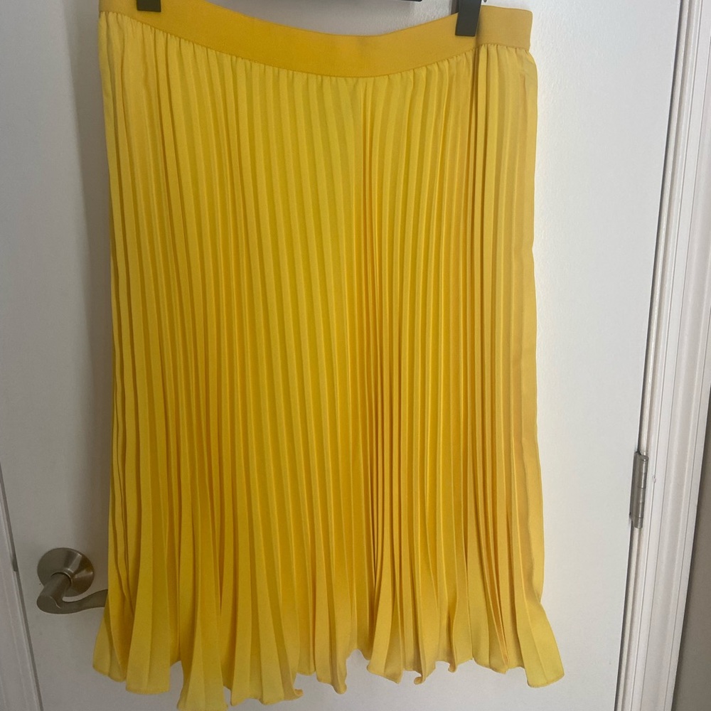 Kate Kasin Yellow Pleated A-Line Swing Skirt - XXL